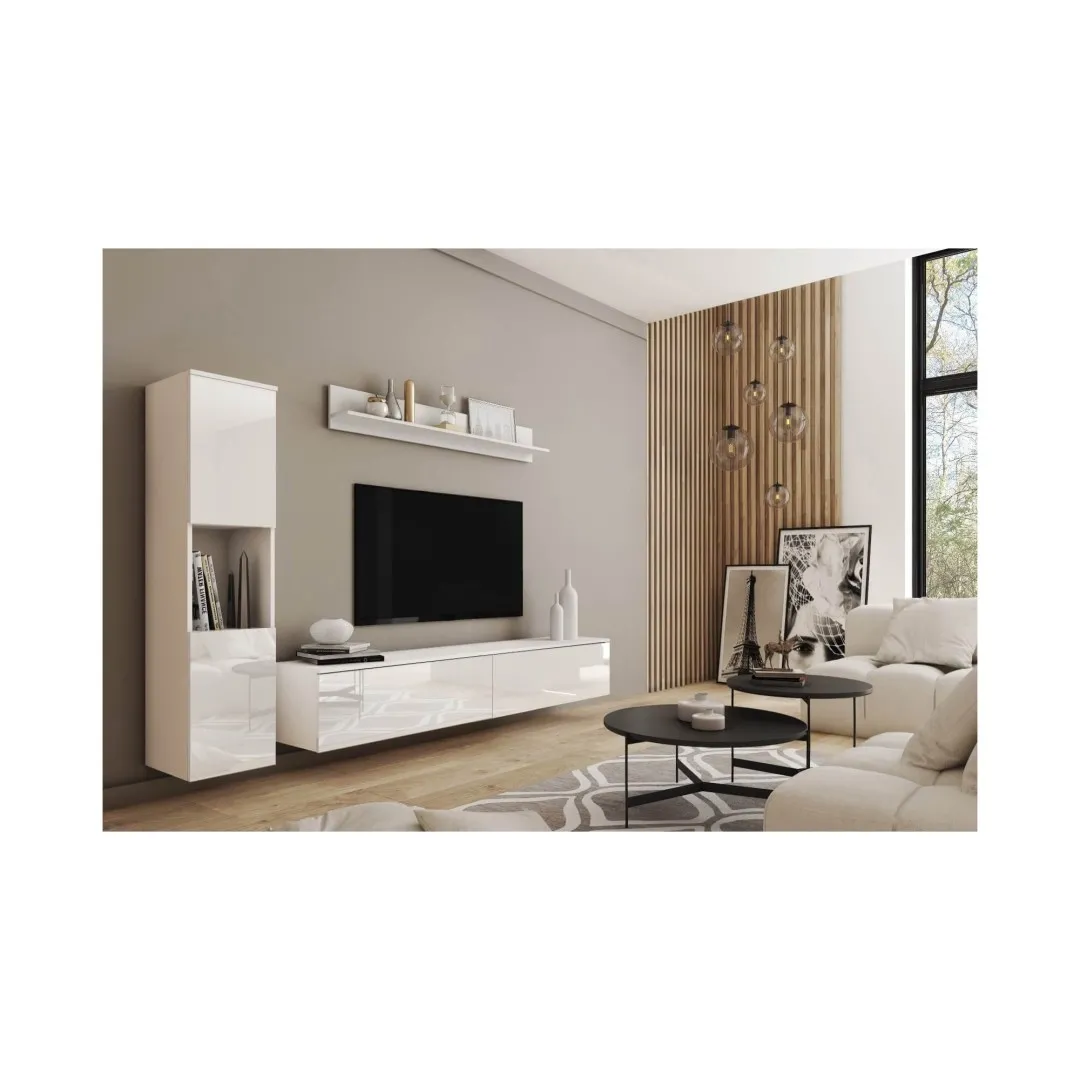 Meblościanka PARMA kolor biały mat / biały połysk