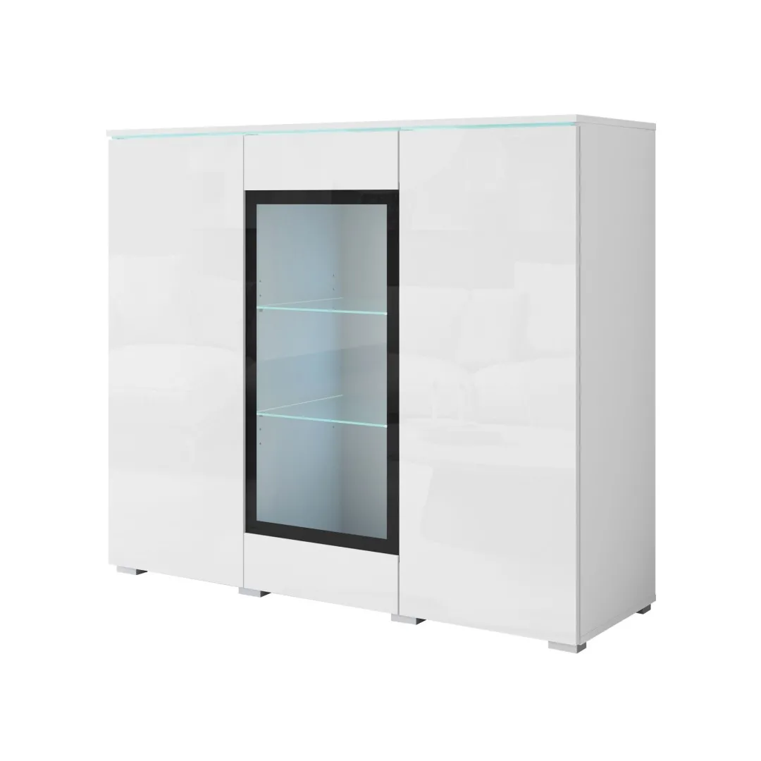 Komoda z przeszkleniem VEVE 120 cm z frontami w połysku